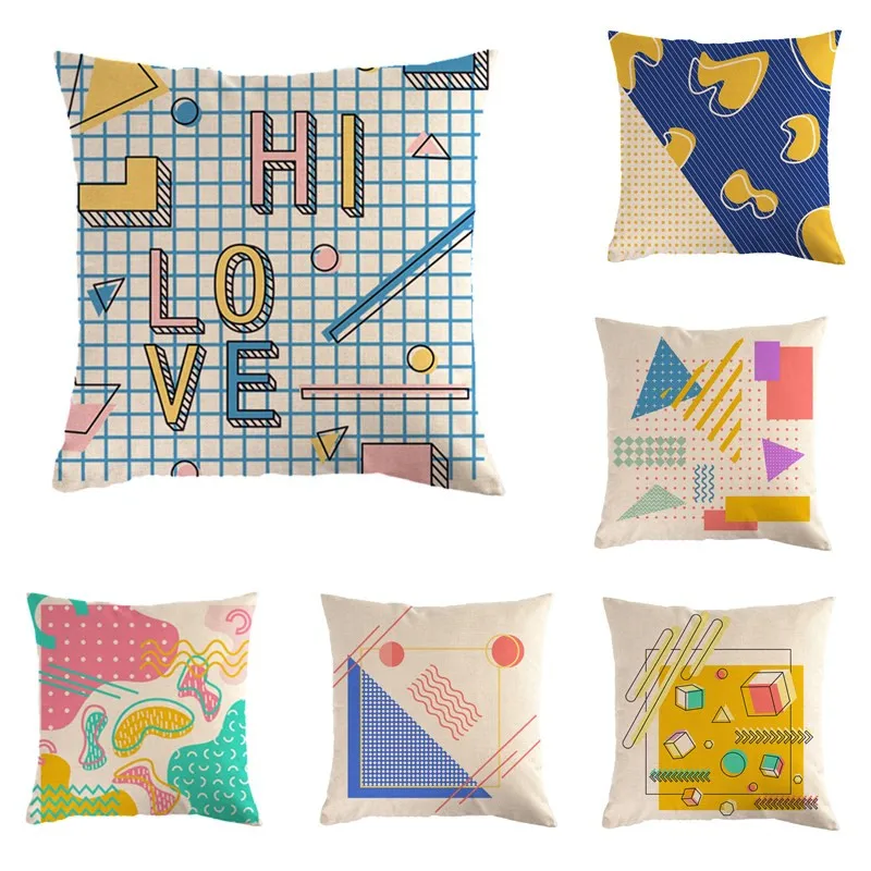 45 см * наволочка для подушки акварель Мемфис геометрический узор