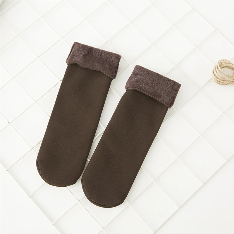Winter Warmer Women Thicken Thermal Wool Cashmere Snow Socks Seamless Velvet Boots Floor Sleeping Socks for Fashion Women - Цвет: Коричневый