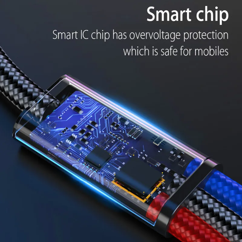 3 в 1 кабель Micro USB Type C 8pin для iPhone 11 Xr 8X7 6 6S Plus iOS 10 9 8 Samsung Nokia | Мобильные телефоны и
