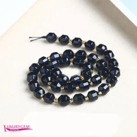 natural black agates stone spacer loose beads high quality 6810mm faceted olives shape diy jewelry making accessories a4296