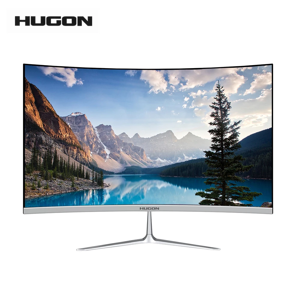 Монитор HUGON 24 дюйма изогнутый ЖК-экран 23 8 для ПК 75 Гц 1920 × 1080p HD игровой дисплей VGA
