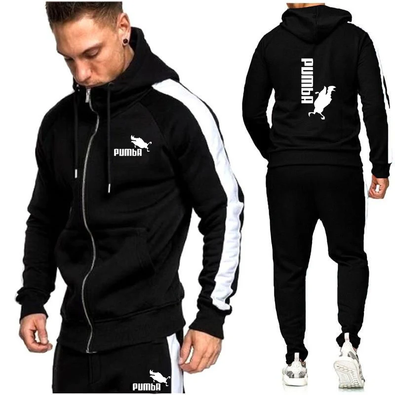 

2021 Winter Men Tracksuit 2 Piece Zip Hoodies and Pants Mens Sweat Suits Set Print Plus Size Jogger Sets for Men Warm Clothing