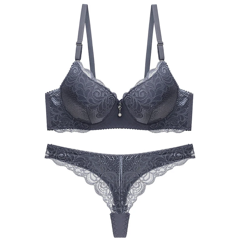 Sfit новинка 2019 сексуальный Тонг Женский комплект с бюстгальтером однотонный