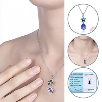 decorative stylish faux crystal blue pendant necklace lightweight pendant necklace star pendant for cocktail party
