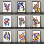 Картина абстрактного цвета с изображением животных, на холсте, с изображением милой собаки, плакат в стиле современного искусства печать, Картина Настенная для украшения дома