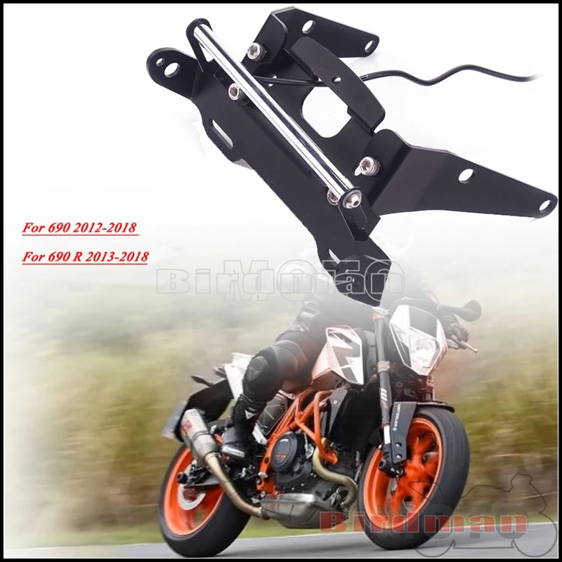 

Motorbike License Plate Holder Frame w/ LED Light Tail Tidy Fender Eliminator Registration Bracket For 690 690 R 2013-2018 Black