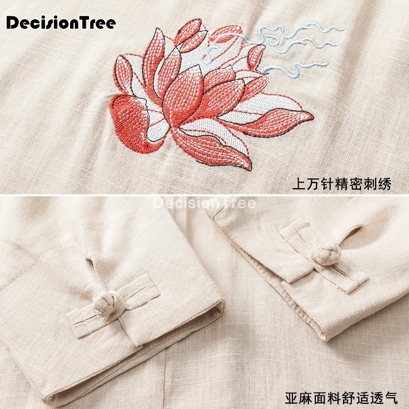 

2021 men cotton linen shirt casual blouse shirts man hanfu tang suit streetwear tees tops chinese traditional clothes