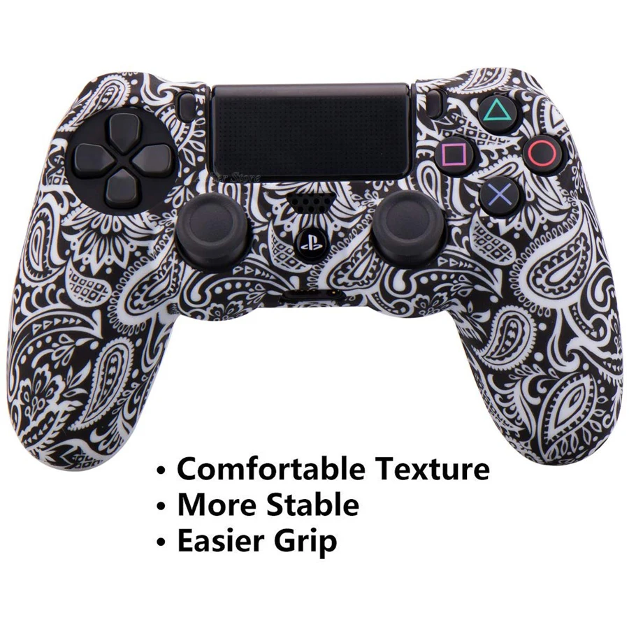 PS4/Slim/Pro Controller Silicone Cover Waterproof Printing Flowers Skin for Sony Playstation 4 PS 4 Dualshock 4 Accessories