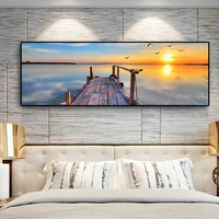 full square drill diy diamond painting natural sunset landscape wooden bridge 5d embroidery mosaic cross stitch decoration as20
