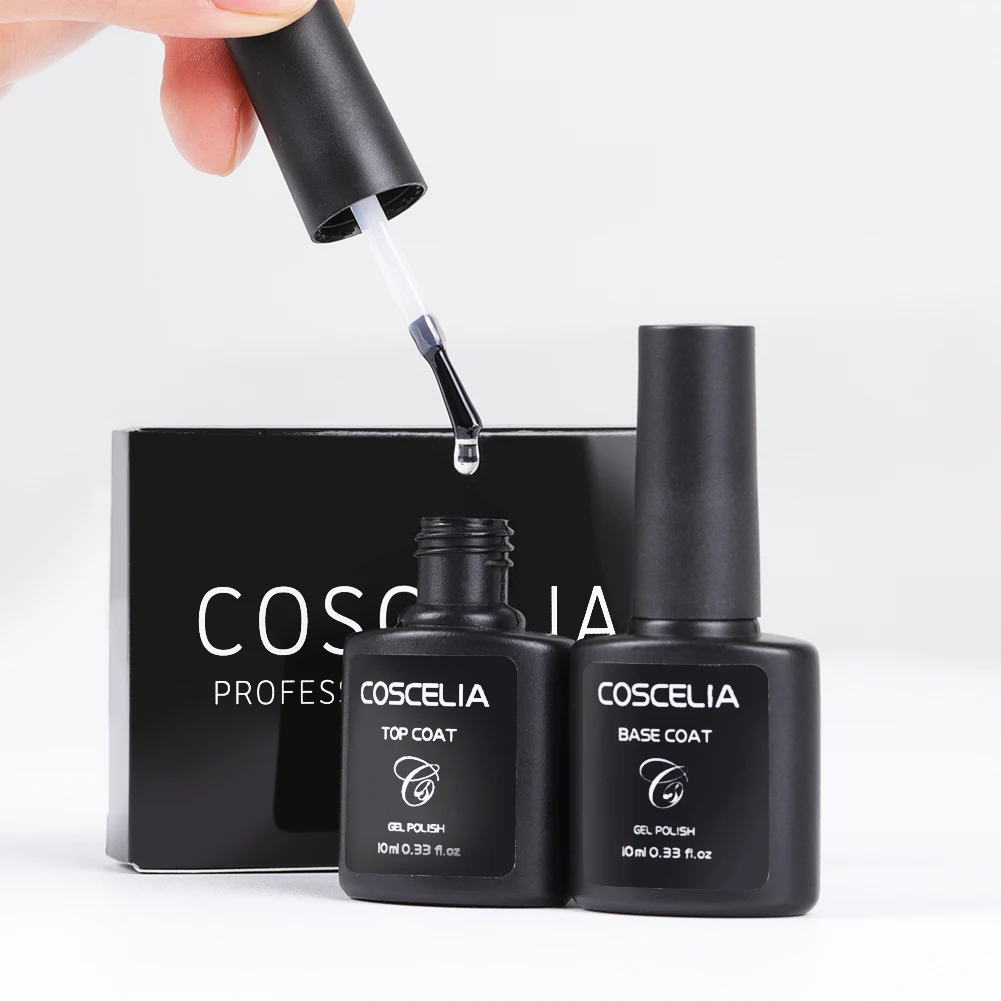 

COSCELIA Top Base Coat Set Nail Reinforce Gel Vernish Hybrid Semi Permanent UV LED For Nail Art Gel Tools Nail Gel Polish
