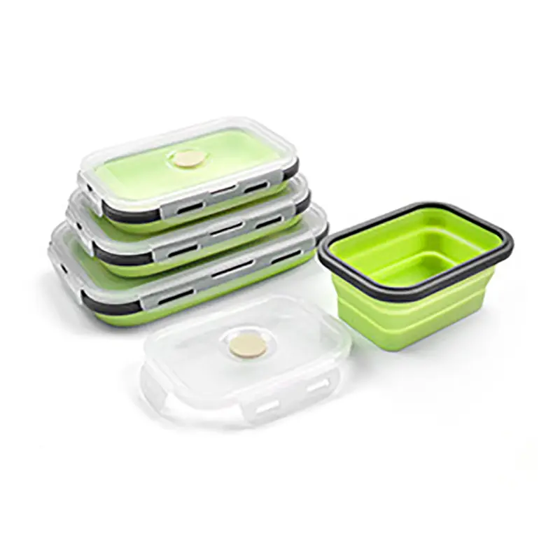 Силиконовый складной контейнер для обеда контейнер для хранения еды Bento BPA Free Microwavable Портативный Пикник Кемпинг прямоугольник наружная коробка