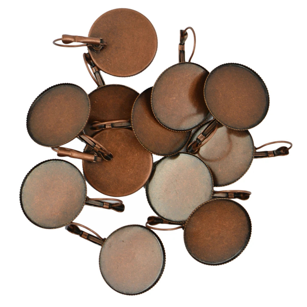 

12 Pics Earring Hook Round Jewelry Brass Cabochon Setting Ears DIY Copper