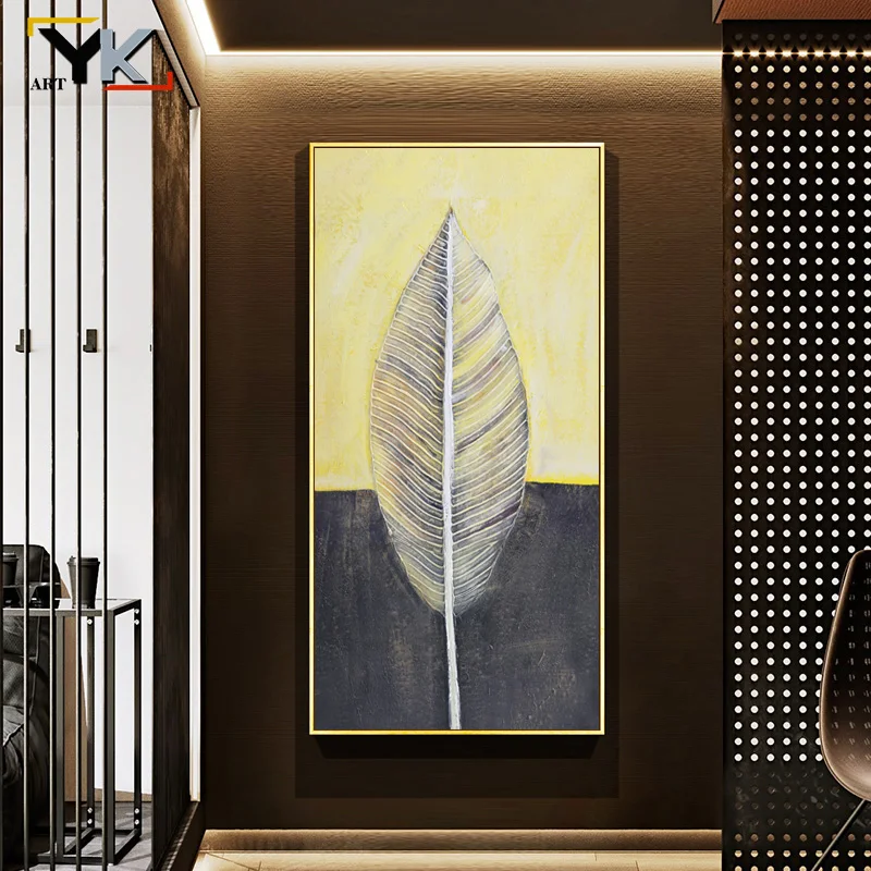 Абстрактные картины с золотыми перьями картина маслом на холсте плакаты и принты