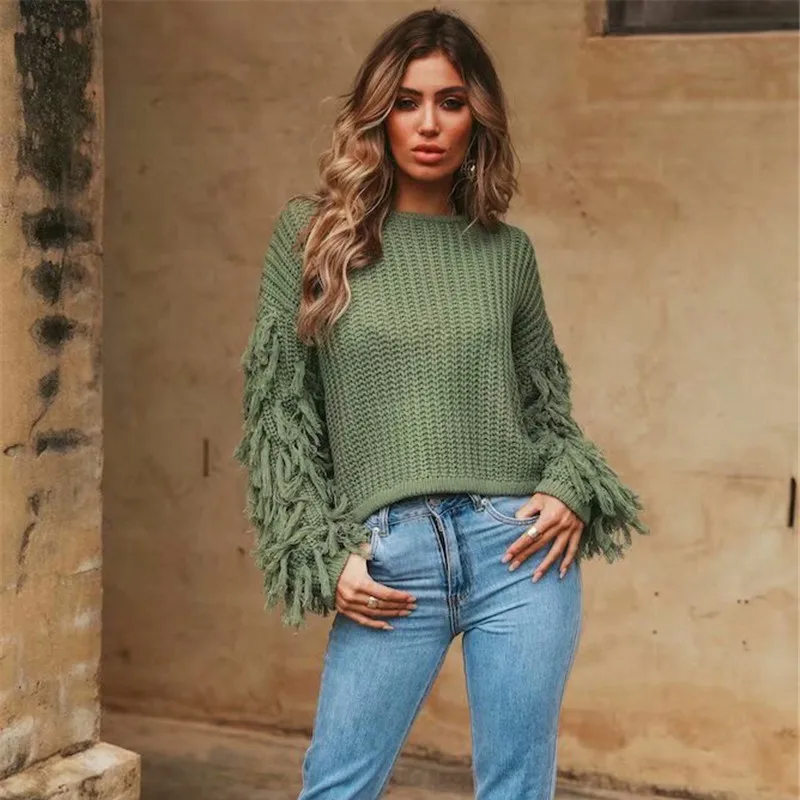 Свитер женский с кисточками зима 2020 | Женская одежда