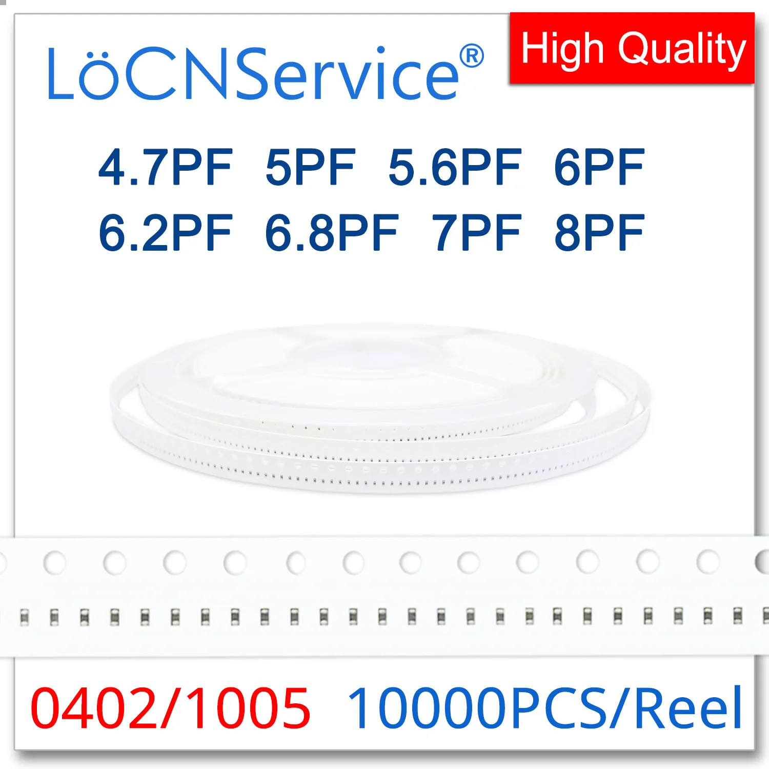 

LoCNService Capacitors 10000PCS 0402 1005 COG/NPO RoHS 50V 0.5% 5% 4.7PF 5PF 5.6PF 6PF 6.2PF 6.8PF 7PF 8PF High quality
