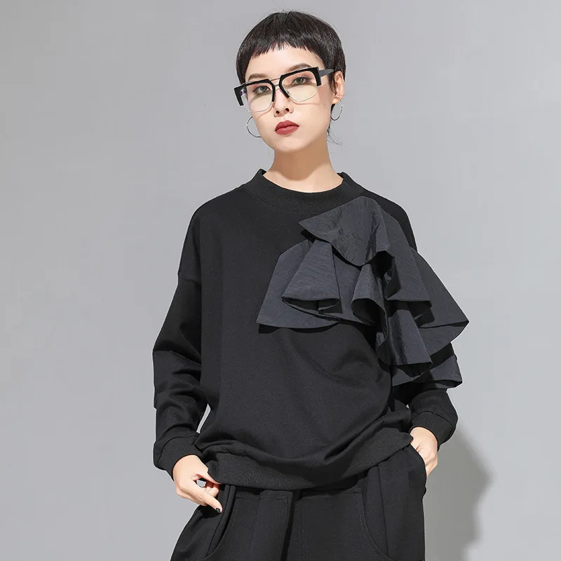 Женская футболка лоскутного покроя LANMREM уличная одежда свободного размера плюс с