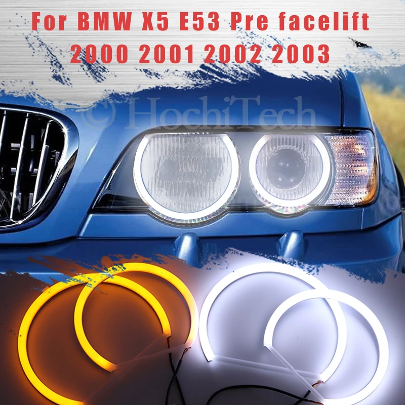 LED سمد القطن ضوء سويتشباك الملاك العين خاتم على شكل هالة DRL عدة لسيارات BMW X5 E53 قبل تجميل 2000 2001 2002 2003