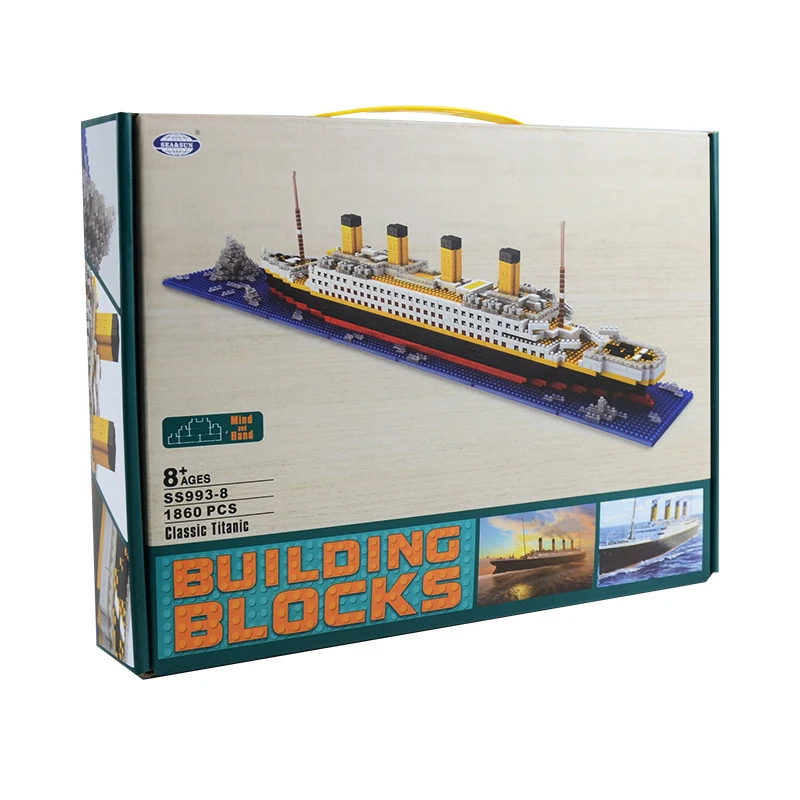 1860pcs Titanic Model Large Cruise Ship/Boat 3D Micro Building Blocks Bricks Collection DIY Toys for Children Christmas Gift - купить по