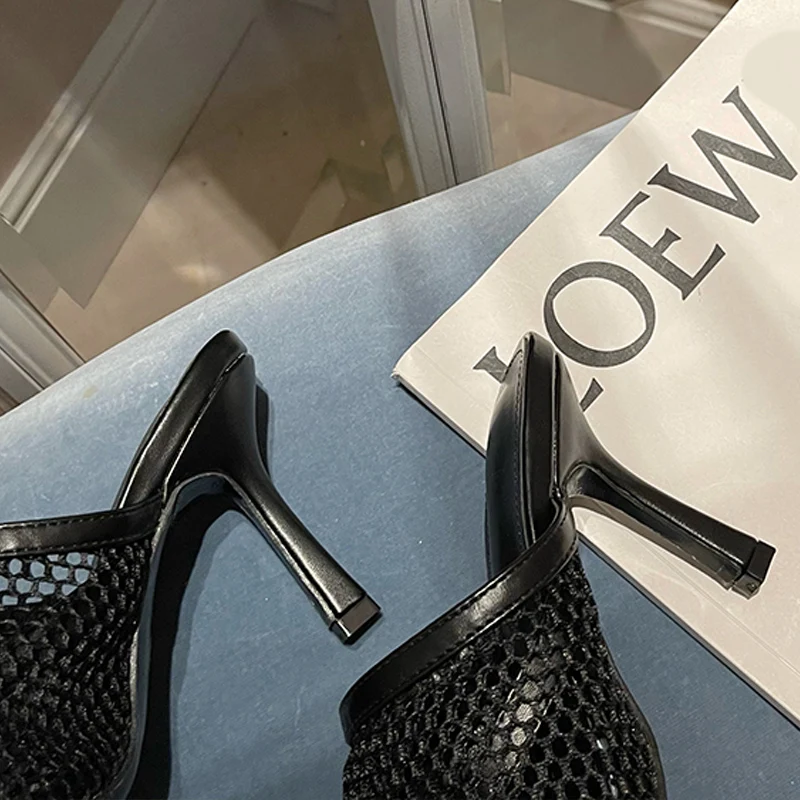 

Women Heels Shoes Sandals Summer Shoes For Women Pumps Female Square Toe High Heels Mesh Hollow Design 2021 Female Spring Shoes