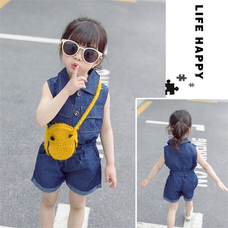 BOEUMEX/Одежда для девочек летний костюм с короткими рукавами джинсовая рубашка без