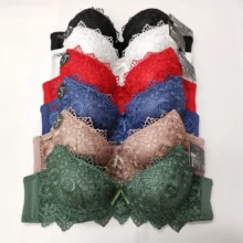 Push up lingerie sexy sutiã feminino renda floral copo cheio underwire íntima sutiã feminino ajustável conforto bralette (1)