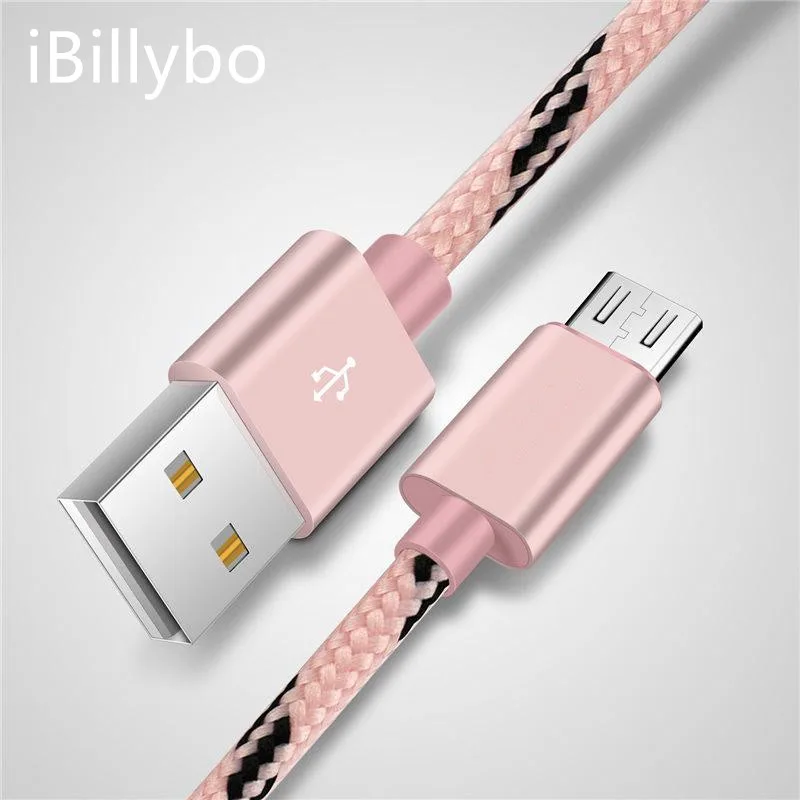 2.4A плетеное нейлоновое быстрое зарядное устройство Micro usb кабель для передачи