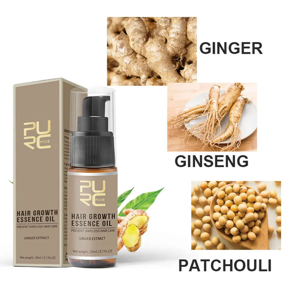 

Ginger Hair Growth Essential Oils Promote Hair Regrowth Essence Prevent Baldness Hair Loss Hair Serum Repair Damaged Hair Care