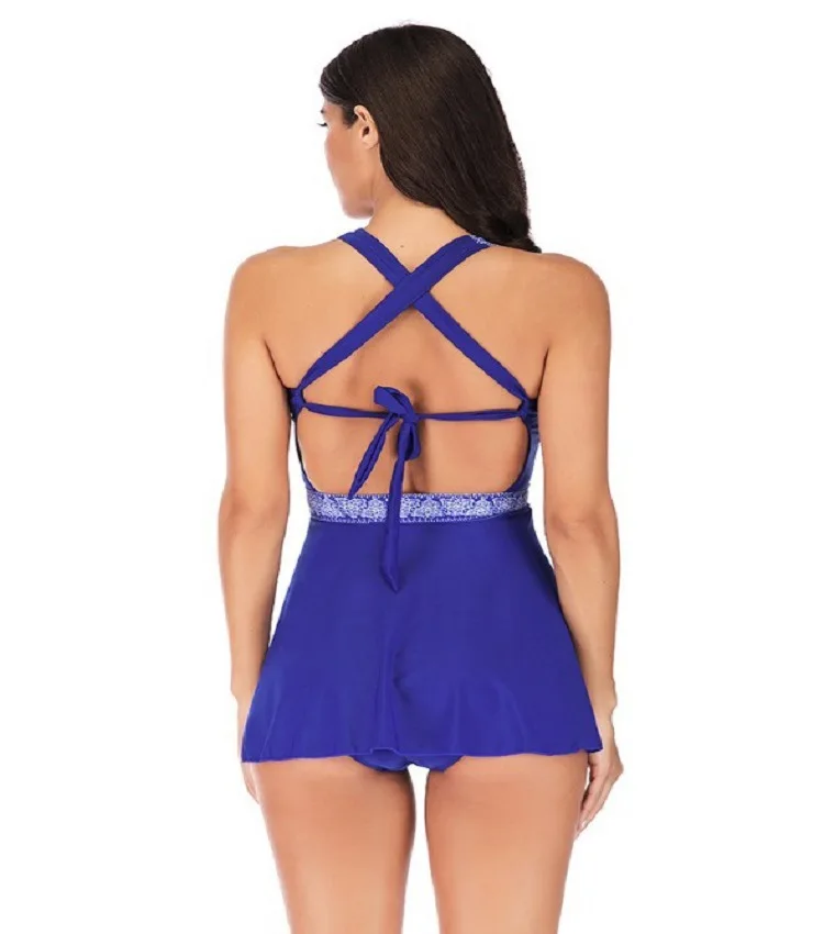 

New 2021 Swimsuit S M L XL 2XL 3XL 4XL 5XL Big Cup Large Size Two Piece Women Swimwear Halter Backless Bandage Beachwear Skirt