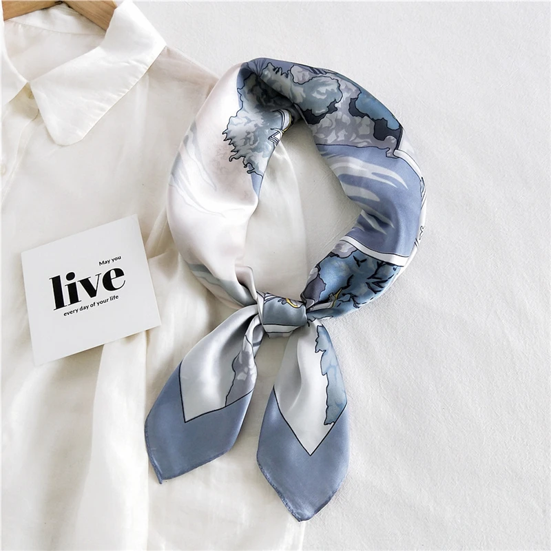 

Fashion NEW Square Silk Scarf Flowers Landscape Print Bag Scarves Head Wraps for Women Bandana Neckerchief Female Hijab Summer