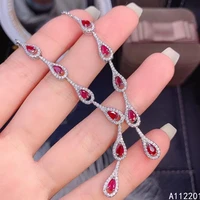 exquisite jewelry 925 sterling silver inlay with natural gems womens classic lovely water drop ruby pendant necklace support de