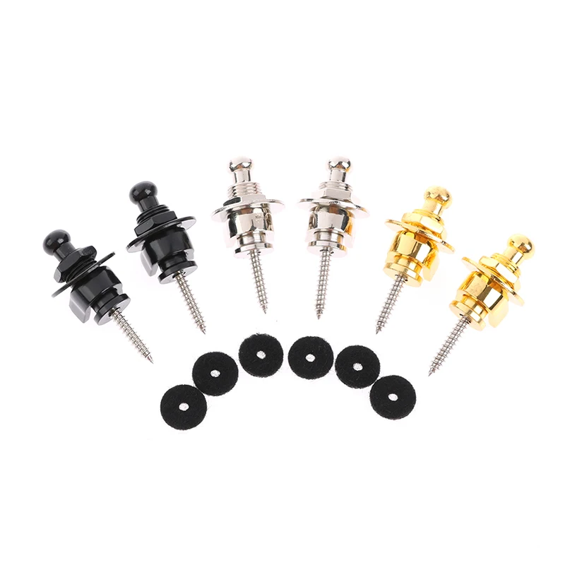 

2pcs Metal Button Hold Tight Screw For Bass Guitar Strap Lock With Leather Mat