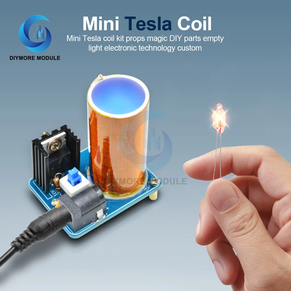 

BD243 Mini Tesla Coil Kit Magic Props DIY Parts Empty Lights Technology Diy Electronics BD243C DIY Mini Tesla Coil Module