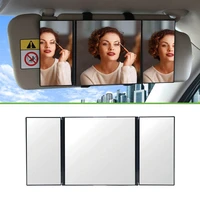 car makeup mirror 3 section folding cosmetic mirror auto sun shading car visor mirror adjustable auto cosmetic mirror