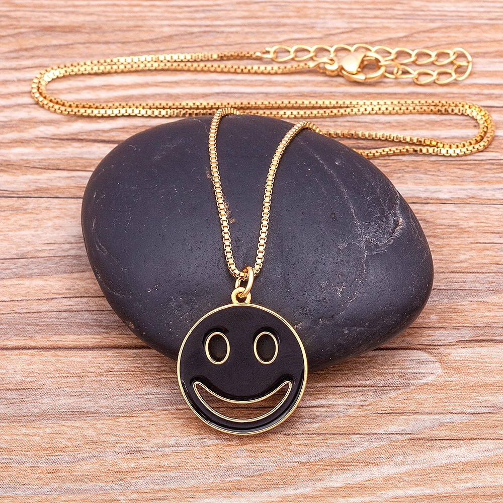 

Nidin New Fashion Pink/Blue/Black Candy Color Enamel Necklace For Women Simple Design New Clavicle Chain Birthday Party Gift