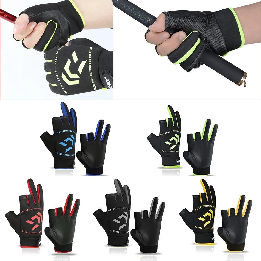

1 Pair Fishing Gloves Men Women Outdoor Fishing Anti-slip 3 Cut Finger Sports Fish Equipment Angling SBR Gloves