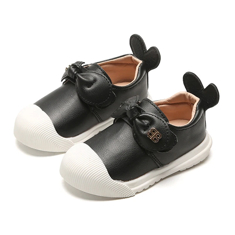 

Skoex Girls Bows Princess Shoes New Children Pu Leather Shoes Soft Sole Wear Resistance Fashion Sneakers Little Girl Casual Shoe