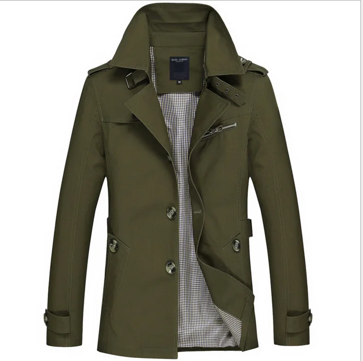 

New Men Fashion Jacket Coat Spring Brand Men's Casual Fit Wild Overcoat Jacket Solid Color Trench Coat Male