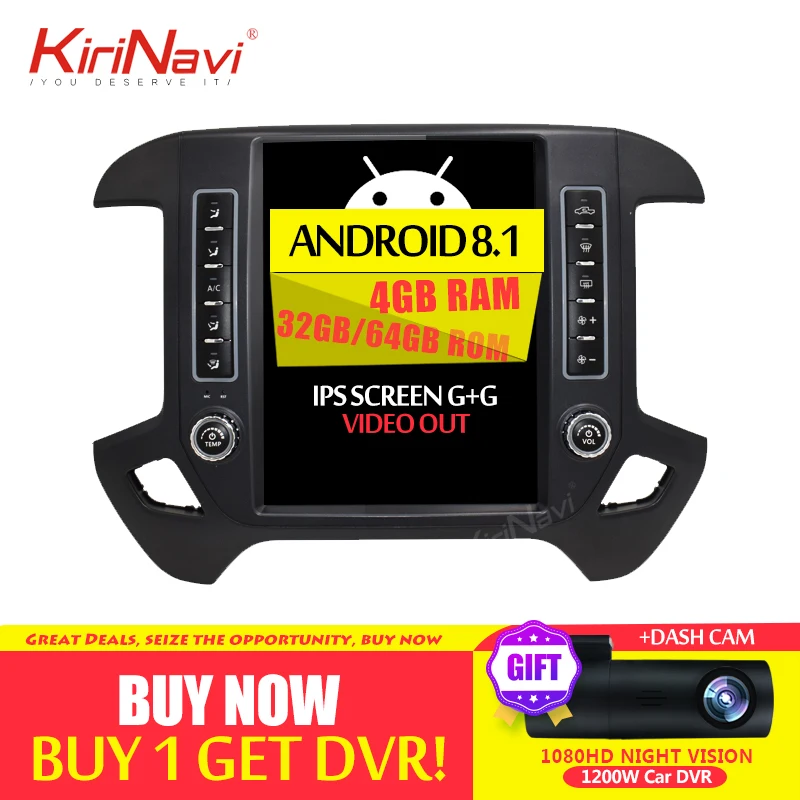 KiriNavi 12,1 ''Android 8,1 Автомагнитола для CHEVROLET Silverado автомобильный Dvd Gps Android мультимедийный видео плеер навигация