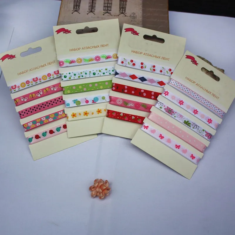 Набор из 4 узких лент с рисунком 5 цветов|Тесьма| |