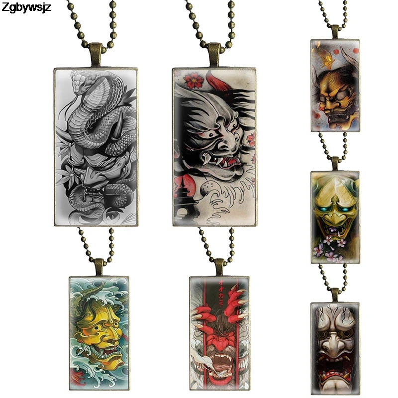 Ожерелье с подвеской-кабошоном для женщин крутая и лучшая японская маска демона