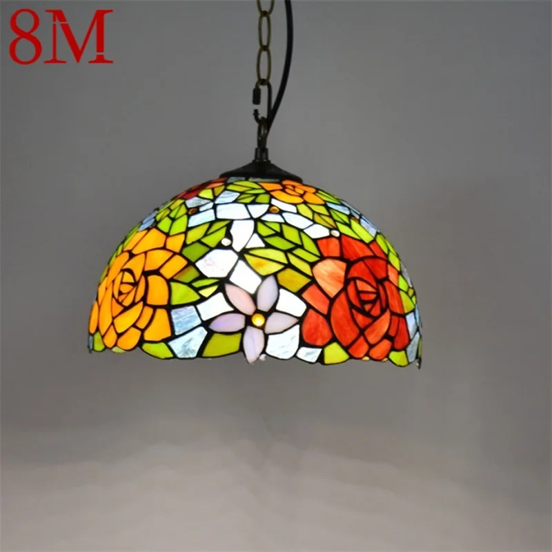 

8M Tiffany Pendant Light Modern LED Colorful Lamp Fixtures Decorative For Home Living Dining Room