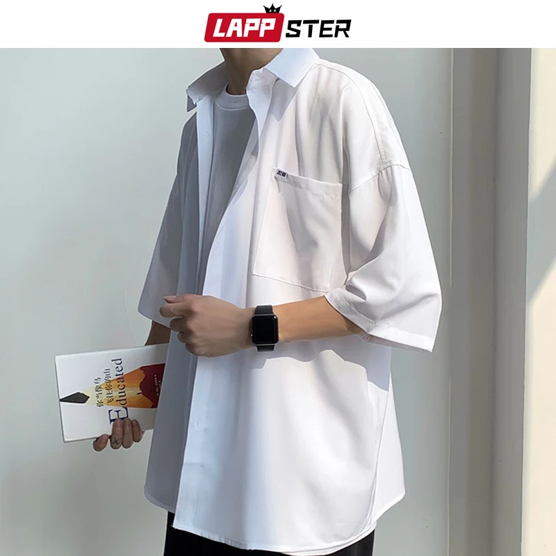 Рубашка LAPPSTER мужская с принтом бабочки гавайская блузка в Корейском стиле