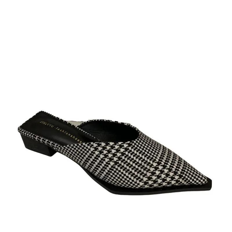 

Mid Heel Slipper Woman,Pointed toe,Fashion Women Summer Shoes Slides,Slip on for Lazy Girls,Korea Style,BLACK,WHITE,Dropshipping