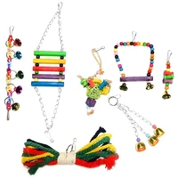 bird toys parrot toys parakeet toys wood hammock swing hanging bells rope ladder perches for small birds parrot budgie