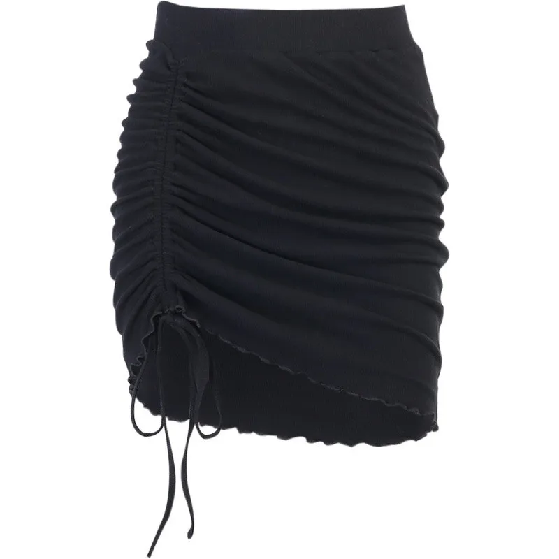 

Summer Women Skirt Fashion Ladies Solid Drawstring High Waist Irregular Design Sexy Mini Skirt faldas mujer moda 2021 faldas