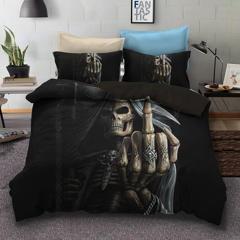 

Sugar Skull Bedding Sets Queen Size 3d Skull Duvet Cover Set with Pillowcase Bedclothes Bedline