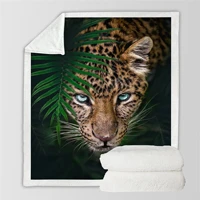 plstar cosmos leopard fleece blanket 3d print sherpa blanket on bed home textiles dreamlike style 1