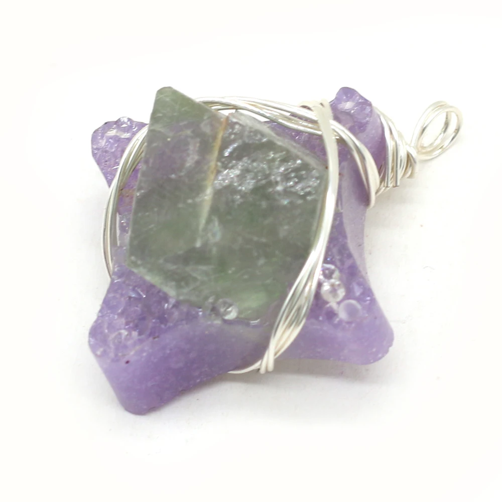 

Подвеска из натурального камня, фиолетовые бутоны неправильной формы с кристаллами, Подвеска для женщин, бижутерия «сделай сам», ожерелья, ...