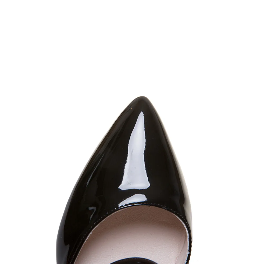 

YMECHIC 2018 Plus Size Ladies Office Dress Stiletto White Black Mary Janes Thin High Heel Pumps Summer Pointed Toe Heels Shoes