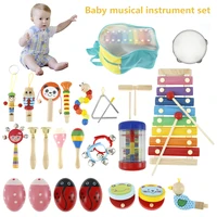 25pcs kids musical instruments set eco friendly wooden musical toys children birthday musical educational gift xylophone toys